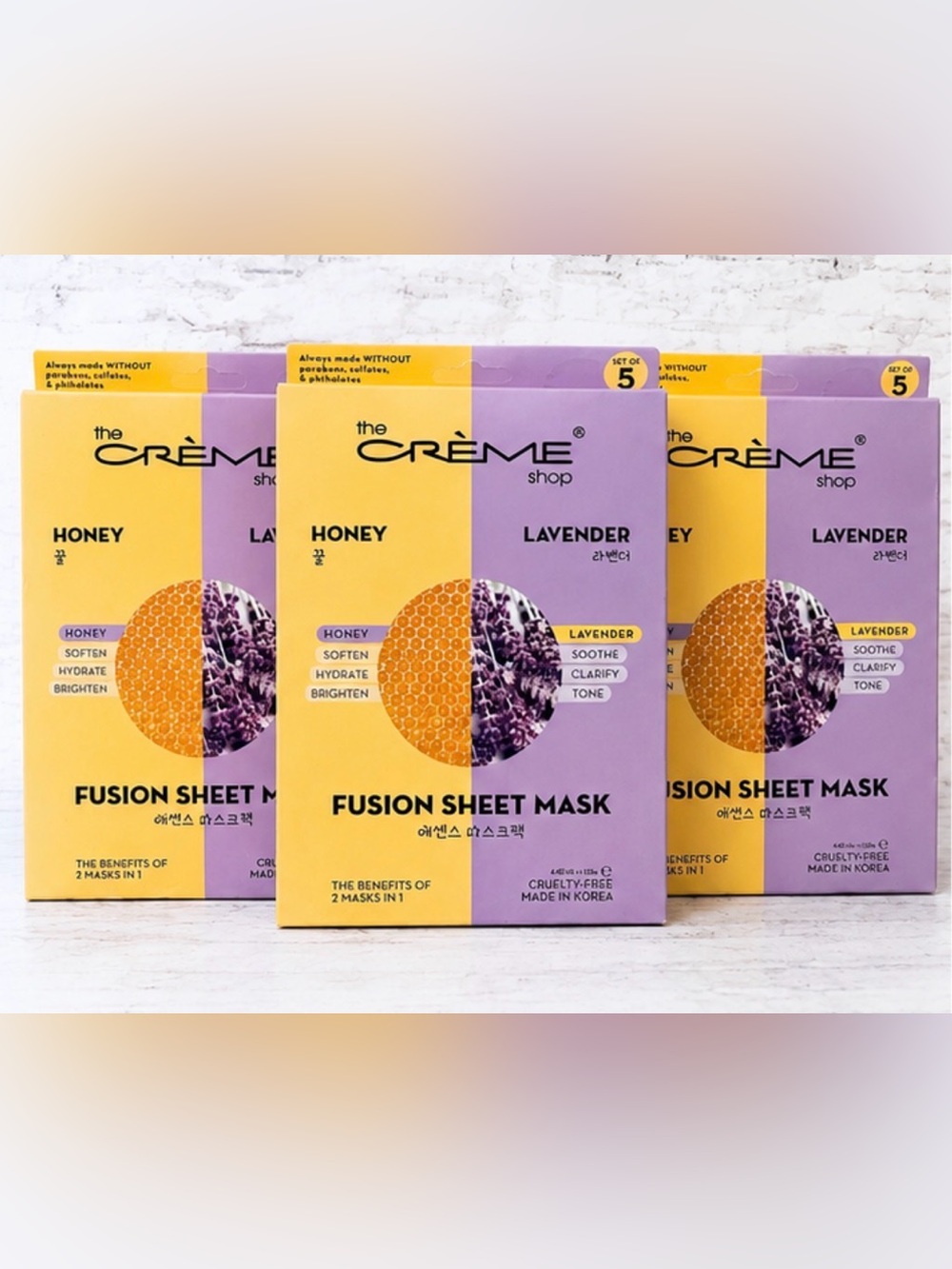 The Crème Shop Honey Lavender 15 Pc Fusion Sheet Mask Bundle NWT Korea